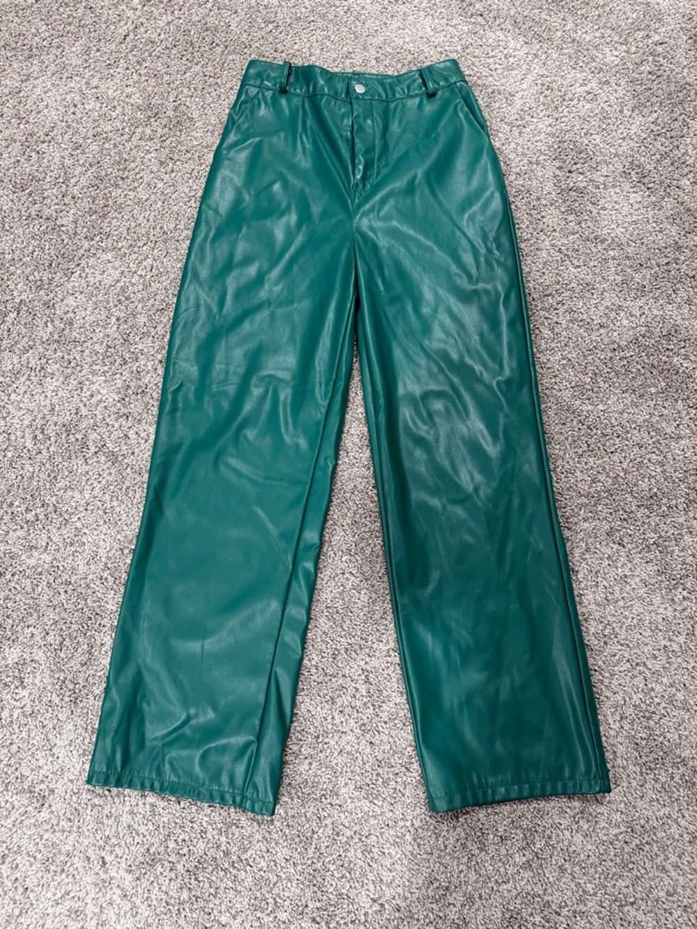 SHEIN Green Faux Leather Pants